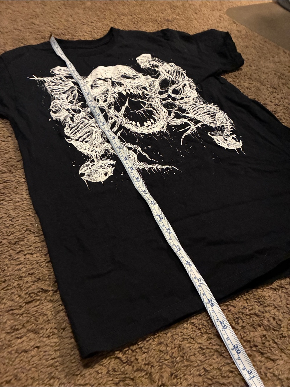 Affliction Black Tee with White Skeleton Skull Graphic - Picture 4 of 5